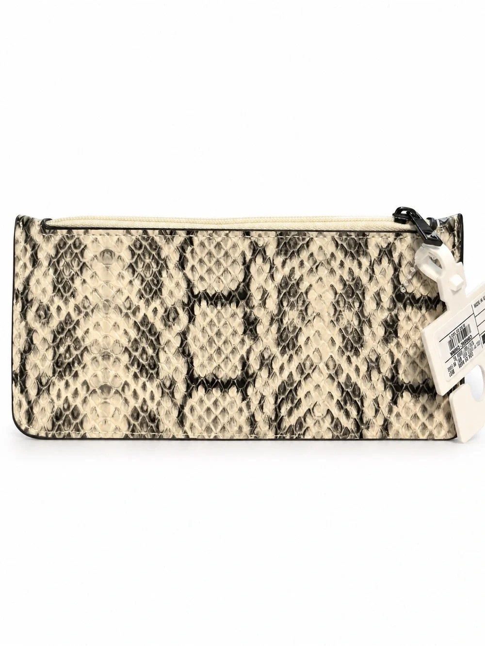 a new day Snake Print Key & Card Holder in Beige and Black